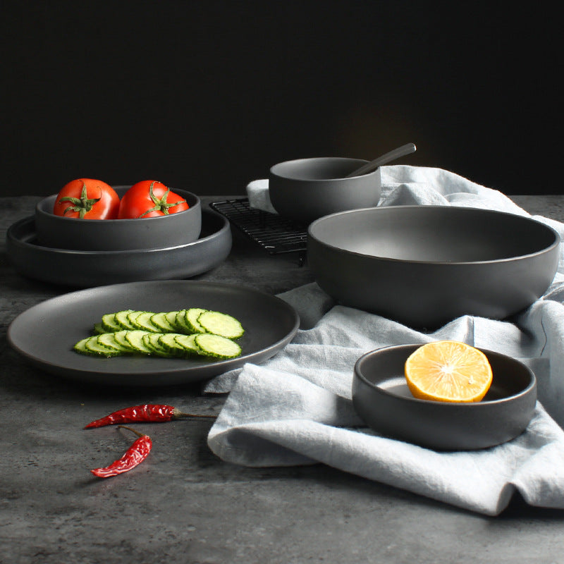 Nordic Ceramic Bowl & Deep Steak Plate Set